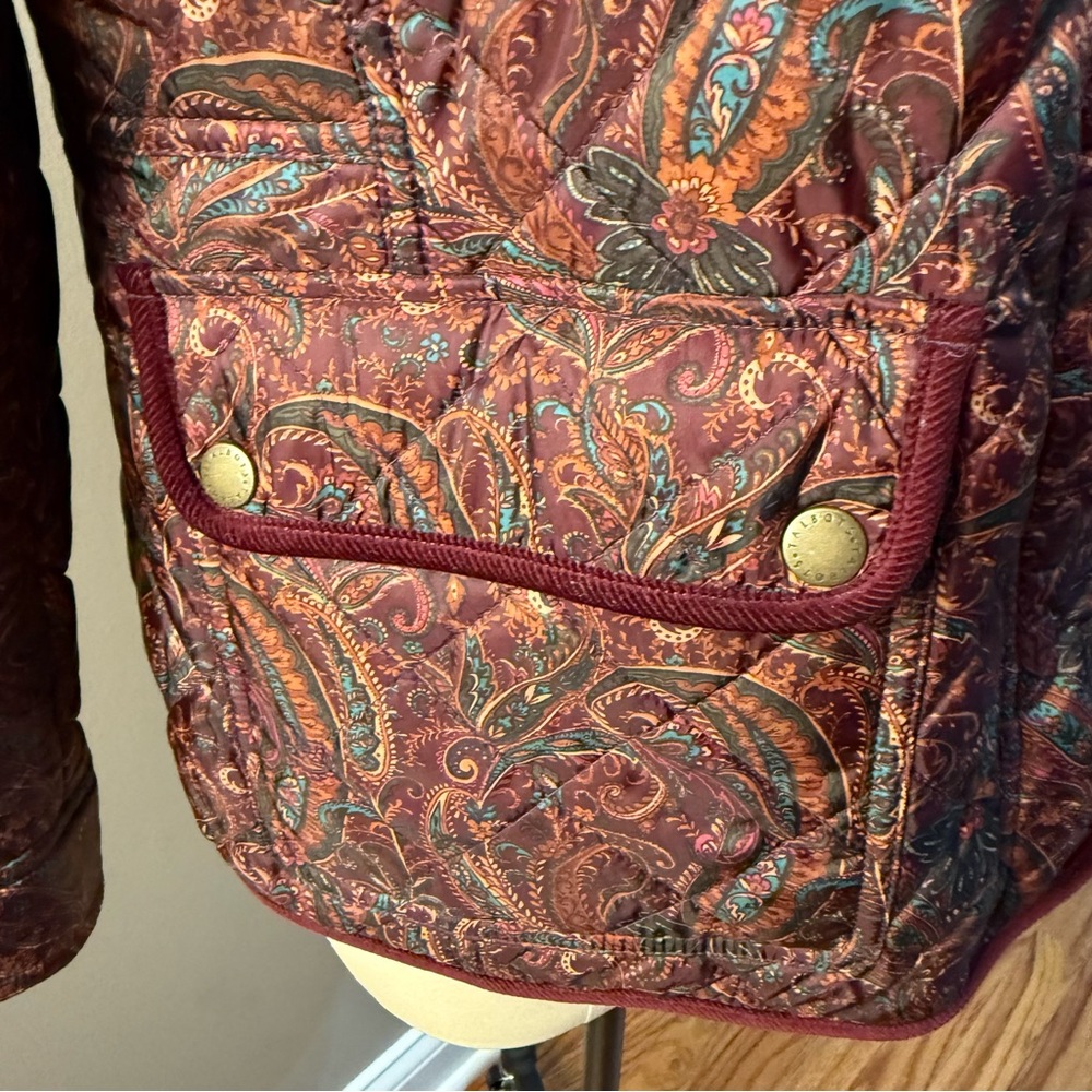 Talbots Paisley Quilted Puffer Jacket - Deep Red - Picture 5 of 14